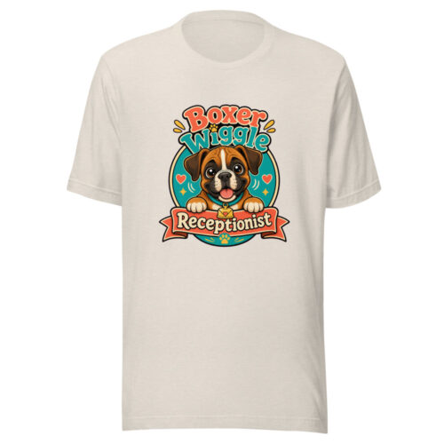 Boxer Wiggle Receptionist Graphic Tee mockup 1 Boxer Wiggle Receptionist Graphic Tee front view