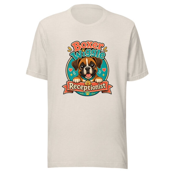 Boxer Wiggle Receptionist Graphic Tee mockup 1 Boxer Wiggle Receptionist Graphic Tee front view