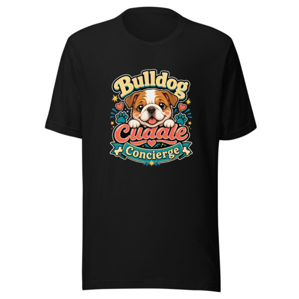Bulldog Cuddle Concierge Graphic Tee mockup 1 Bulldog Cuddle Concierge Graphic Tee front view