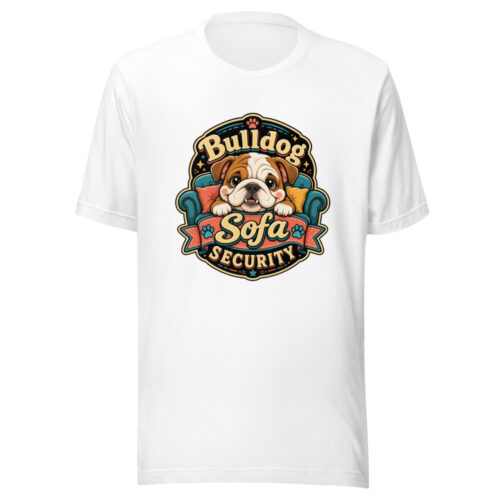 Bulldog Sofa Security Graphic Tee mockup 1 Bulldog Sofa Security Graphic Tee front view