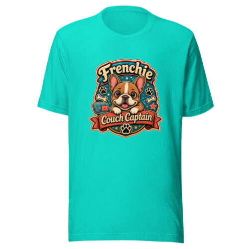 Frenchie Couch Captain Graphic Tee mockup 1 Frenchie Couch Captain Graphic Tee front view