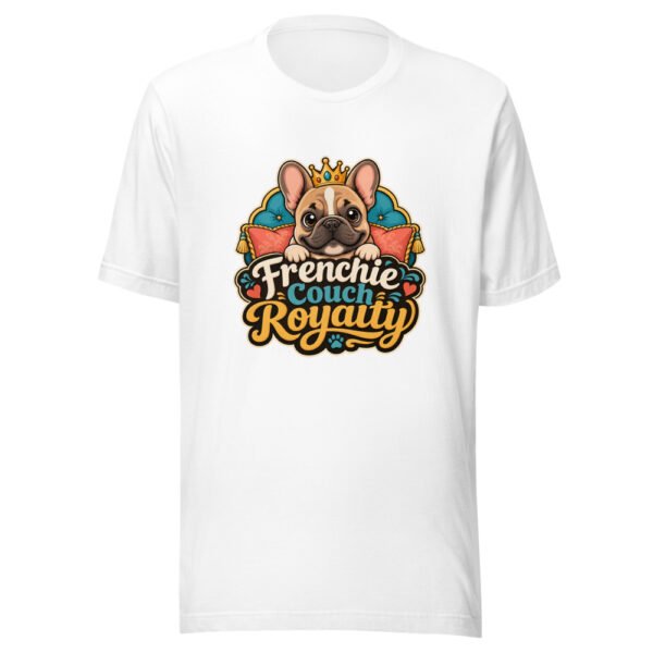 Frenchie Couch Royalty Graphic Tee mockup 1 Frenchie Couch Royalty Graphic Tee front view