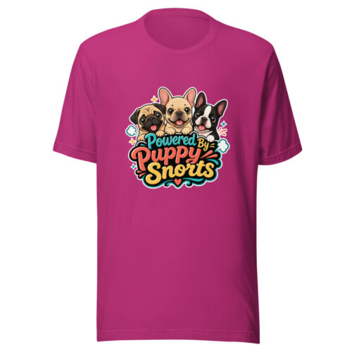 Powered By Puppy Snorts Graphic Tee mockup 1 Powered By Puppy Snorts Graphic Tee front view