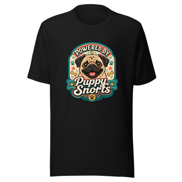 Powered By Puppy Snorts Graphic Tee mockup 2 Powered By Puppy Snorts Graphic Tee mockup 2
