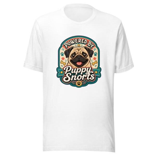 Powered By Puppy Snorts Graphic Tee mockup 3 Powered By Puppy Snorts Graphic Tee mockup 3