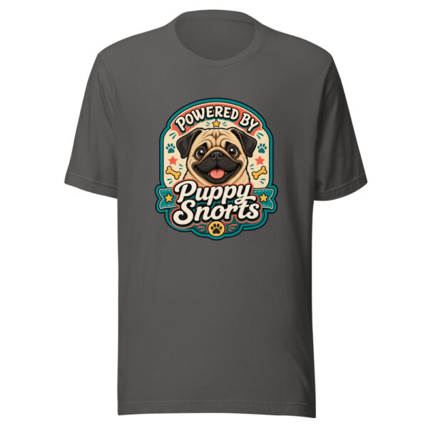 Powered By Puppy Snorts Graphic Tee mockup 5 Powered By Puppy Snorts Graphic Tee mockup 5