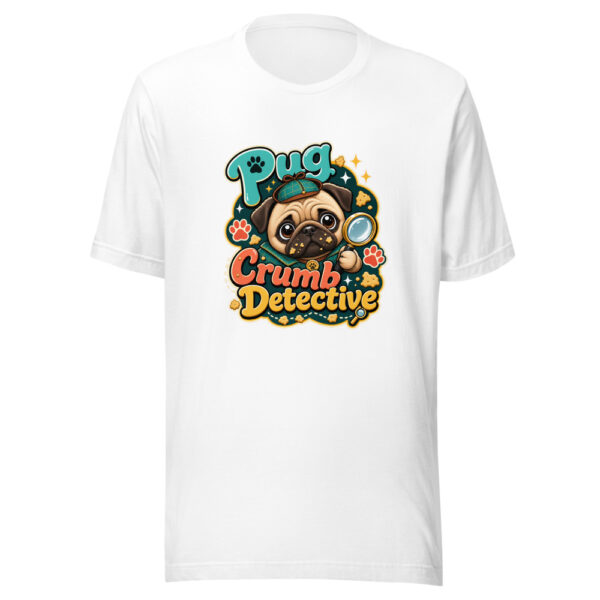 Pug Crumb Detective Graphic Tee mockup 3