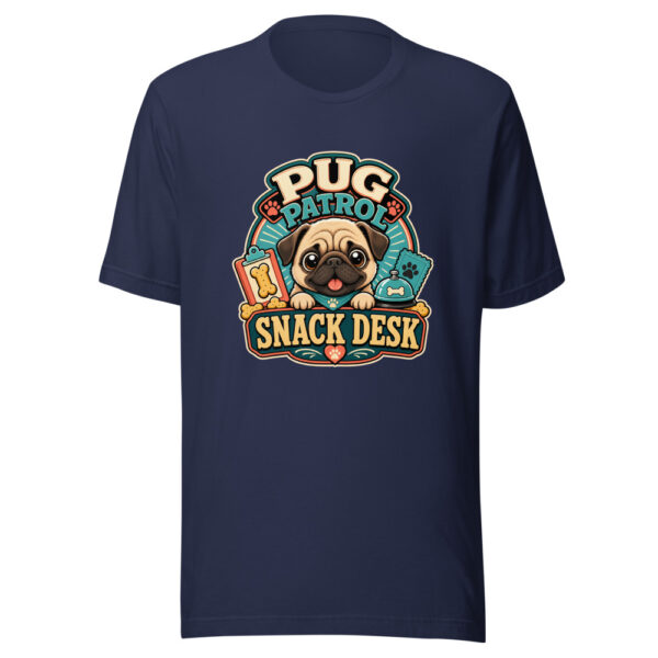 Pug Patrol Snack Desk Graphic Tee mockup 3
