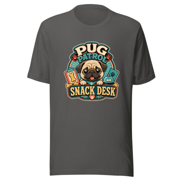 Pug Patrol Snack Desk Graphic Tee mockup 4