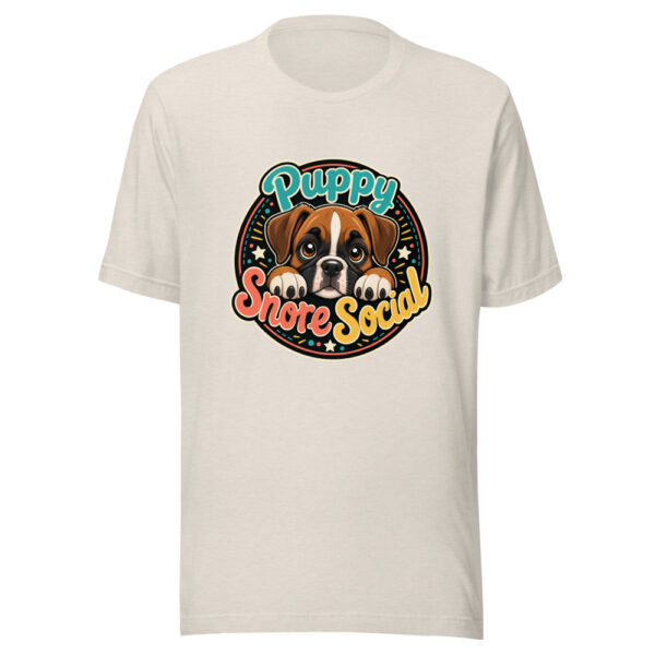 Puppy Snore Social Graphic Tee mockup 8
