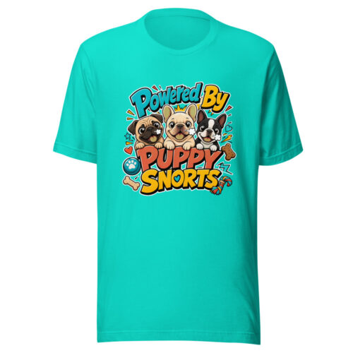 Powered By Puppy Snorts Graphic Tee front view