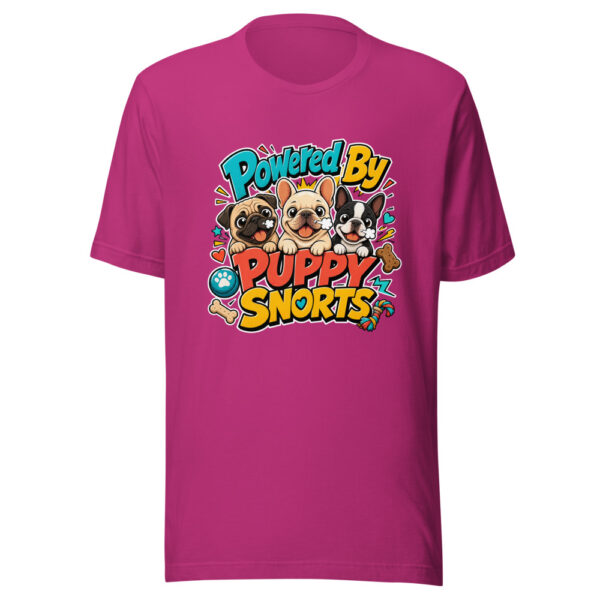 Powered By Puppy Snorts Graphic Tee mockup 4