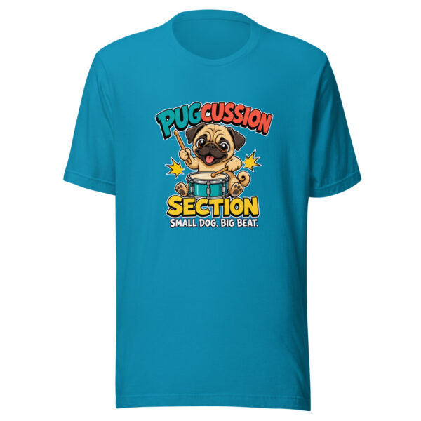 Pugcussion Section Small Dog Big Beat Pugcussion-section Graphic Tee mockup 2 Pugcussion Section Small Dog Big Beat Pugcussion-section Graphic Tee mockup 2