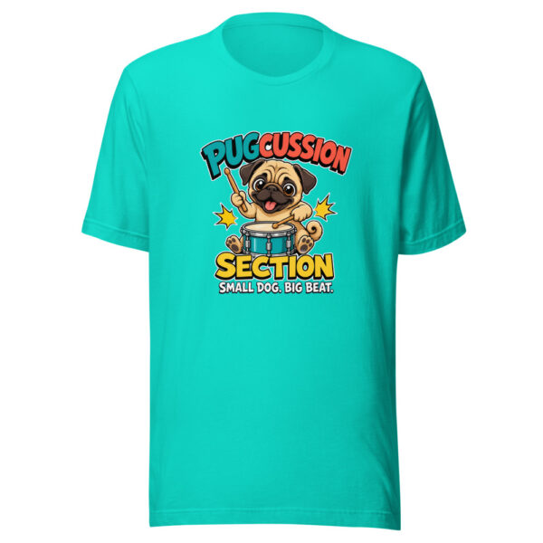 Pugcussion Section Small Dog Big Beat Pugcussion-section Graphic Tee mockup 3 Pugcussion Section Small Dog Big Beat Pugcussion-section Graphic Tee mockup 3