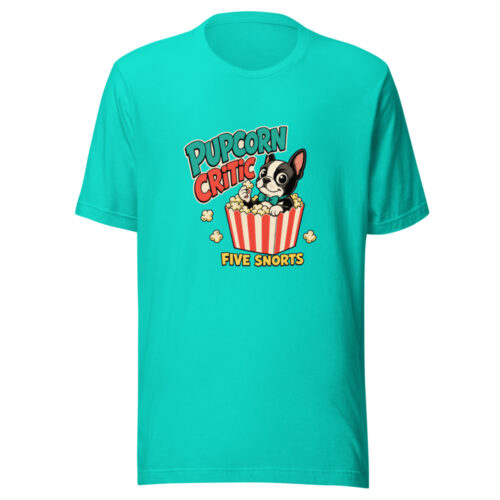Pupcorn Critic Five Snorts Pupcorn-critic Graphic Tee mockup 1 Pupcorn Critic Five Snorts Pupcorn-critic Graphic Tee front view
