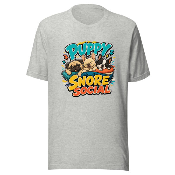 Puppy Snore Social Graphic Tee mockup 11