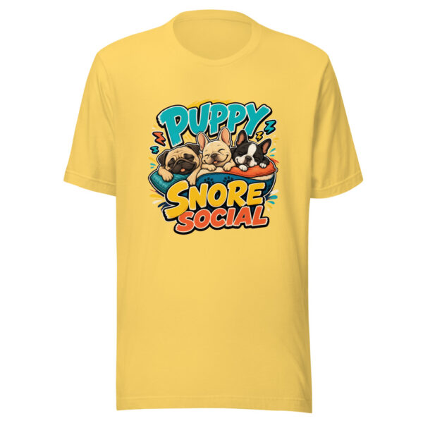 Puppy Snore Social Graphic Tee mockup 21