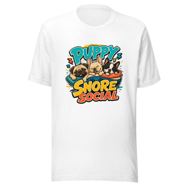 Puppy Snore Social Graphic Tee mockup 8