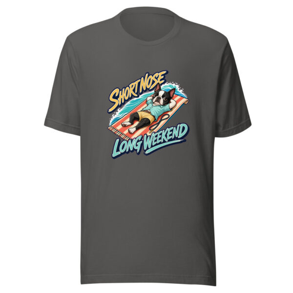 Short Nose Long Weekend Graphic Tee mockup 10