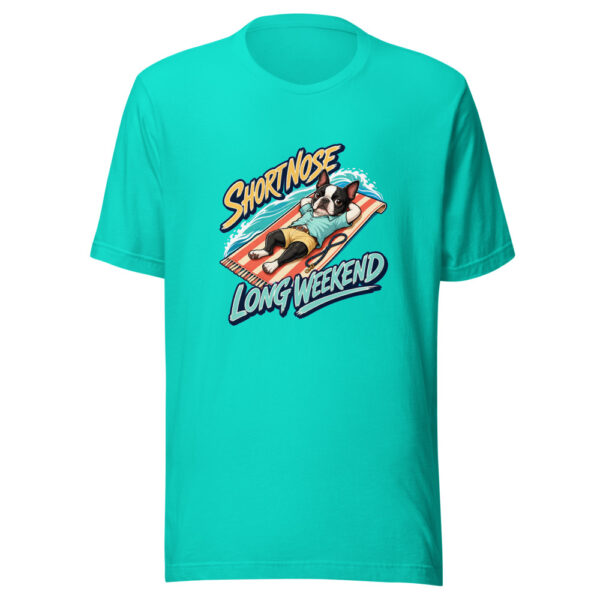 Short Nose Long Weekend Graphic Tee mockup 3
