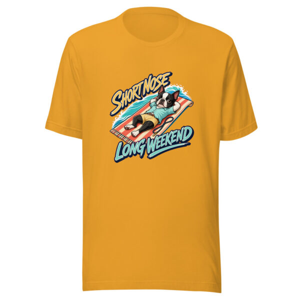 Short Nose Long Weekend Graphic Tee mockup 4