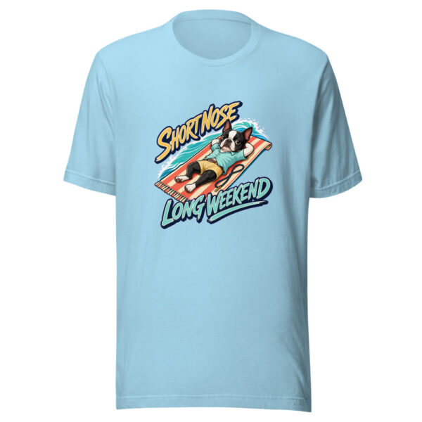 Short Nose Long Weekend Graphic Tee mockup 6