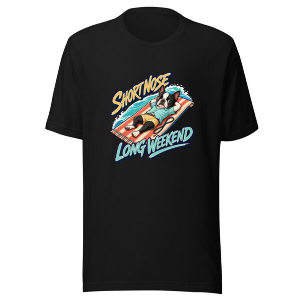 Short Nose Long Weekend Graphic Tee mockup 7