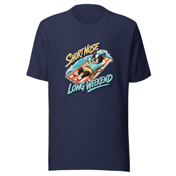 Short Nose Long Weekend Graphic Tee mockup 9