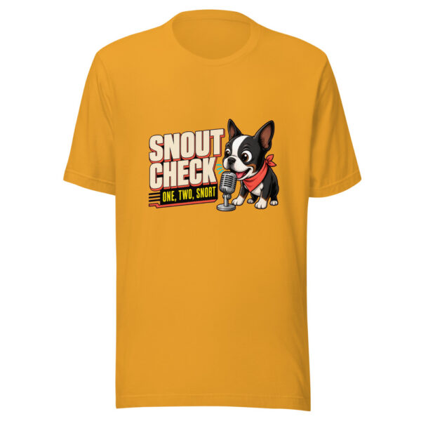 Snout Check — One, Two, Snort Snout-check-one-two-snort Graphic Tee mockup 1 Snout Check — One, Two, Snort Snout-check-one-two-snort Graphic Tee front view