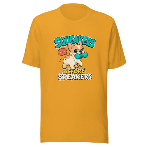 Squeakers Before Speakers Puppy-playtime-pun Graphic Tee mockup 1 Squeakers Before Speakers Puppy-playtime-pun Graphic Tee front view