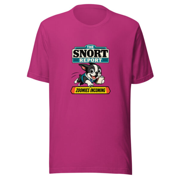 The Snort Report: Zoomies Incoming Snort-report Graphic Tee mockup 2 The Snort Report: Zoomies Incoming Snort-report Graphic Tee mockup 2