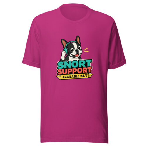 Snort Support — Available 24/7 Pet-support-pun Graphic Tee mockup 1 Snort Support — Available 24/7 Pet-support-pun Graphic Tee front view