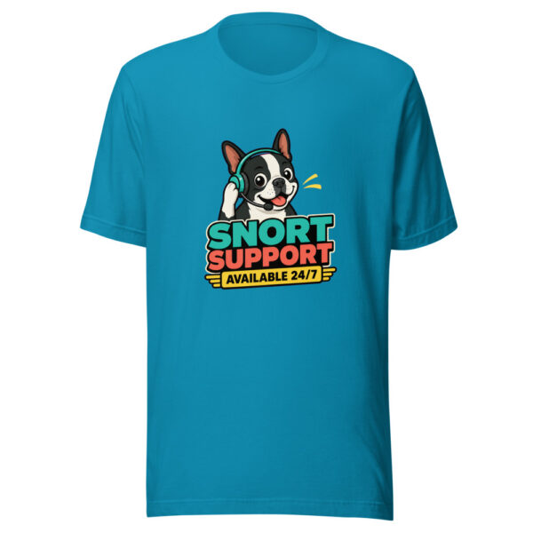 Snort Support — Available 24/7 Pet-support-pun Graphic Tee mockup 2 Snort Support — Available 24/7 Pet-support-pun Graphic Tee mockup 2
