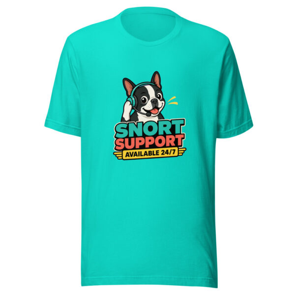 Snort Support — Available 24/7 Pet-support-pun Graphic Tee mockup 3 Snort Support — Available 24/7 Pet-support-pun Graphic Tee mockup 3