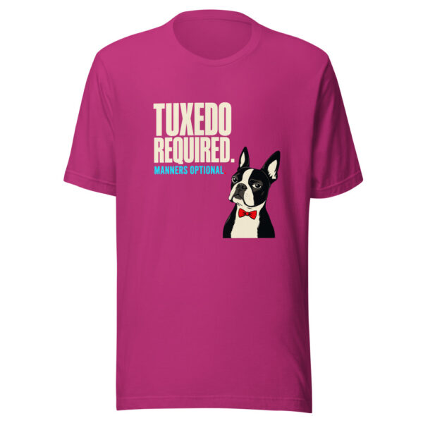 Tuxedo Required. Manners Optional. Graphic Tee front view