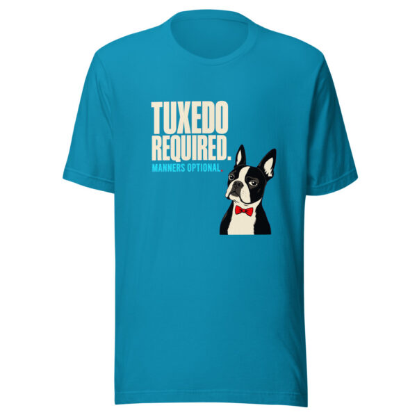 Tuxedo Required. Manners Optional. Graphic Tee mockup 2