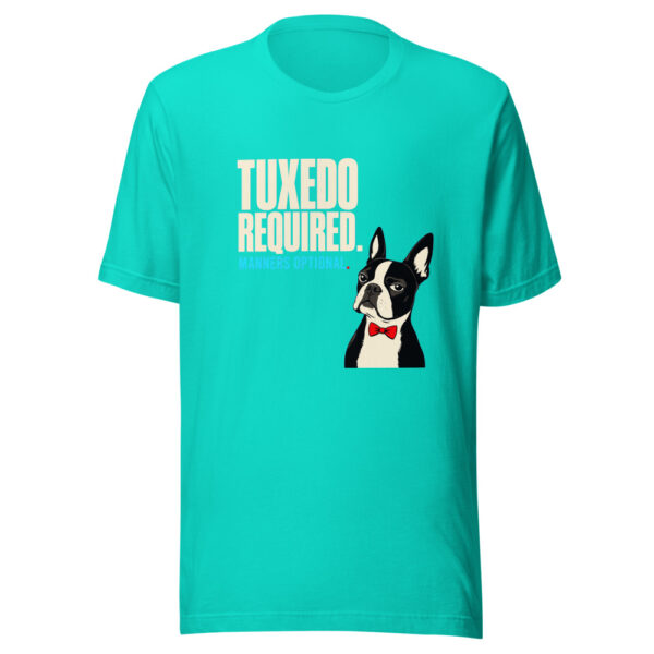 Tuxedo Required. Manners Optional. Graphic Tee mockup 3