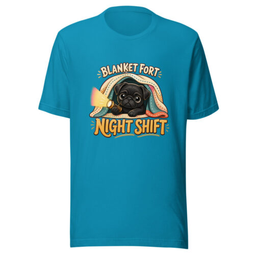 Blanket Fort Night Shift Cozy-dog-humor Graphic Tee mockup 1 Blanket Fort Night Shift Cozy-dog-humor Graphic Tee front view