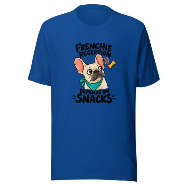 Frenchie Reception Depends On Snacks Graphic Tee mockup 1 Frenchie Reception Depends On Snacks Graphic Tee front view