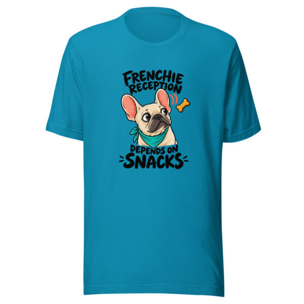 Frenchie Reception Depends On Snacks Graphic Tee mockup 2 Frenchie Reception Depends On Snacks Graphic Tee mockup 2