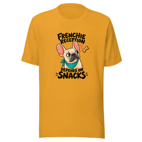 Frenchie Reception Depends On Snacks Graphic Tee mockup 3 Frenchie Reception Depends On Snacks Graphic Tee mockup 3