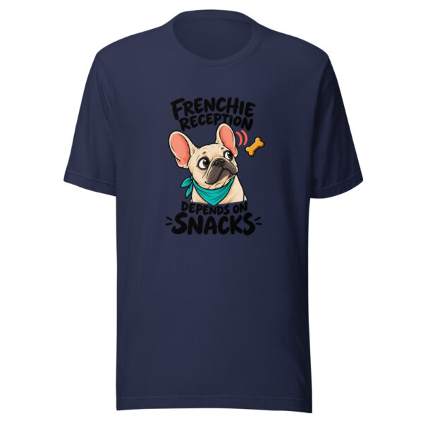 Frenchie Reception Depends On Snacks Graphic Tee mockup 6 Frenchie Reception Depends On Snacks Graphic Tee mockup 6