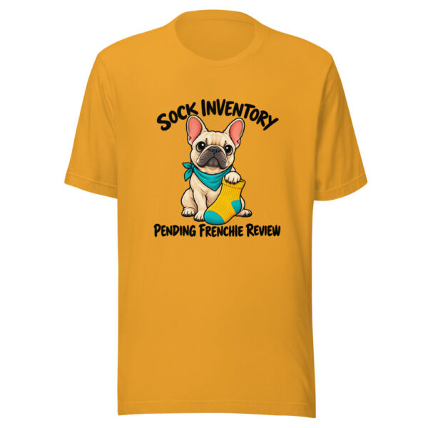 Sock Inventory Pending Frenchie Review Graphic Tee mockup 1 Sock Inventory Pending Frenchie Review Graphic Tee front view
