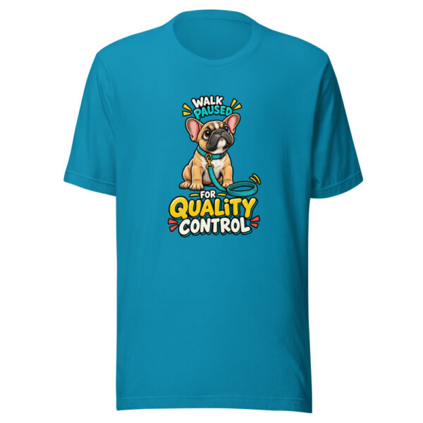 Walk Paused For Quality Control Frenchie-walk-inspection Graphic Tee mockup 1 Walk Paused For Quality Control Frenchie-walk-inspection Graphic Tee front view
