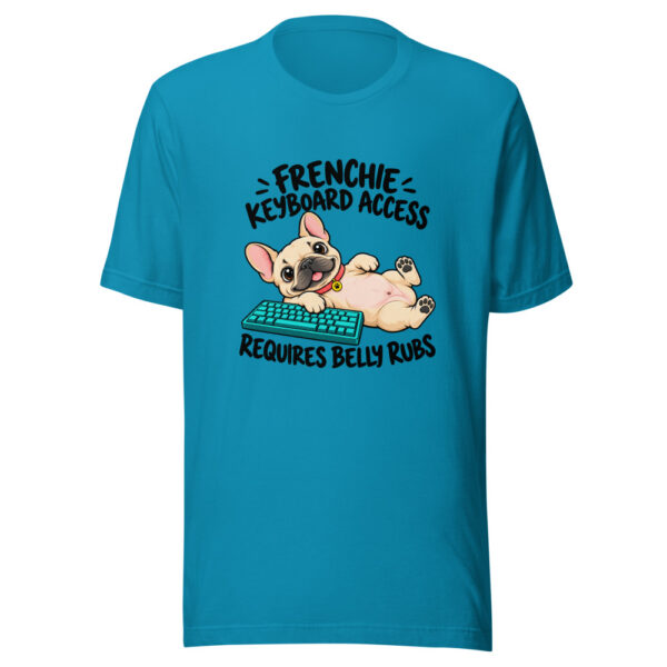 Frenchie Keyboard Access Requires Belly Rubs Graphic Tee mockup 2 Frenchie Keyboard Access Requires Belly Rubs Graphic Tee mockup 2
