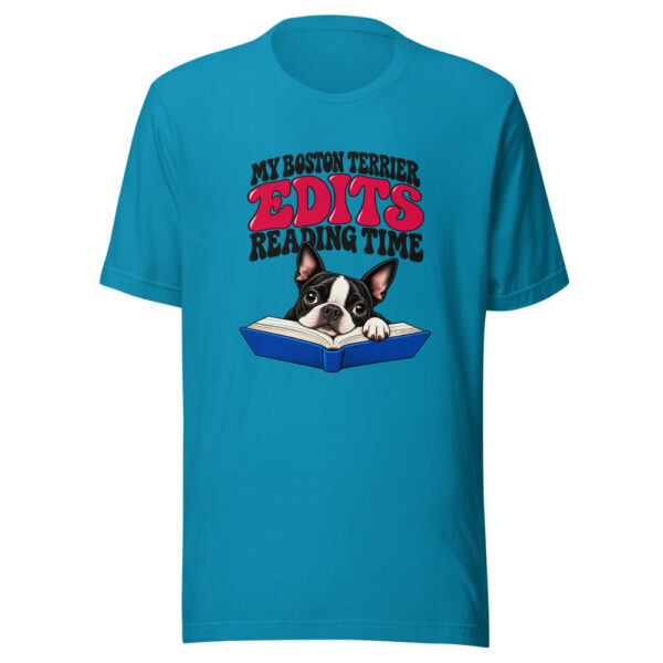 My Boston Terrier Edits Reading Time Graphic Tee mockup 2 My Boston Terrier Edits Reading Time Graphic Tee mockup 2