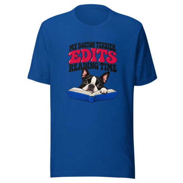My Boston Terrier Edits Reading Time Graphic Tee mockup 3 My Boston Terrier Edits Reading Time Graphic Tee mockup 3