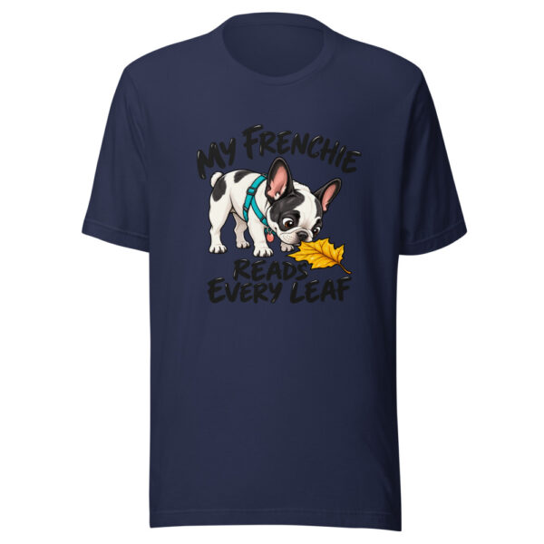 My Frenchie Reads Every Leaf Graphic Tee mockup 6 My Frenchie Reads Every Leaf Graphic Tee mockup 6
