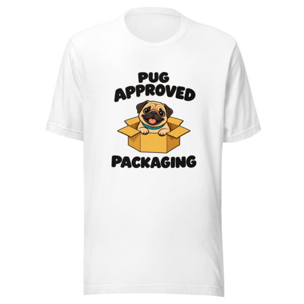 Pug Approved Packaging Graphic Tee mockup 1 Pug Approved Packaging Graphic Tee front view