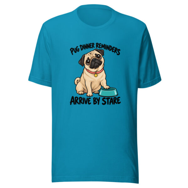 Pug Dinner Reminders Arrive By Stare Graphic Tee mockup 2 Pug Dinner Reminders Arrive By Stare Graphic Tee mockup 2
